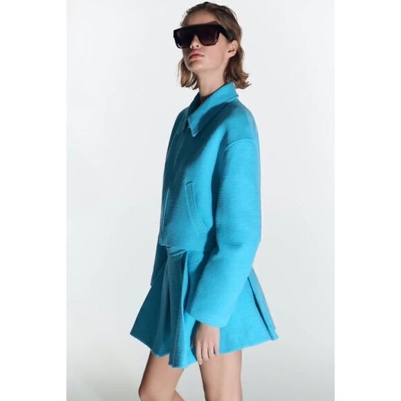 NWT Zara Blogger’s Favorite High Waisted Pleated Textured Skort, Size XS - Picture 6 of 16